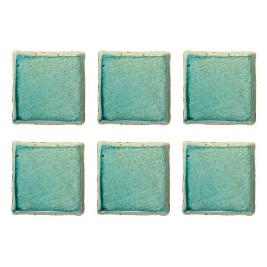 Hello Honey® 11" Square Aqua Reactive Crackle Glaze Stoneware Serving Trays, 6ct.